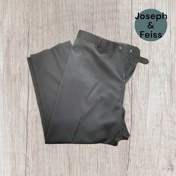 Joseph & Feiss Men’s 100% Wool Navy Blue Dress Pants Size 52R Flat Front - Picture 1 of 15